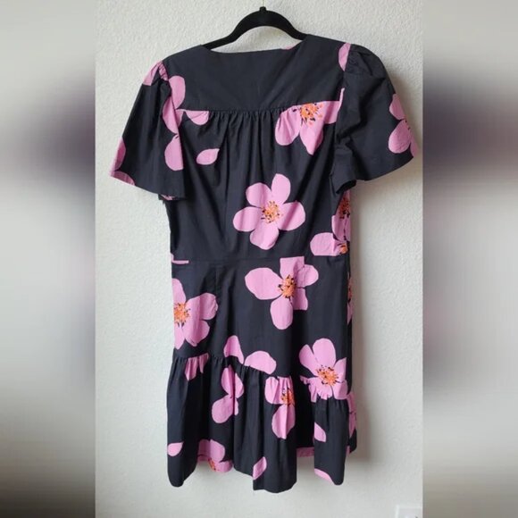 Kate  Spade  Grand  Flora Dress Pink & Black Floral Mini Dress Size 10 VGUC - Picture 6 of 6